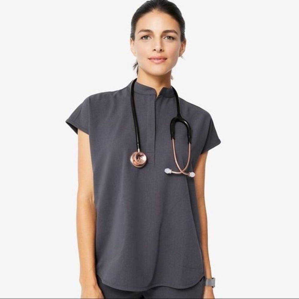 Figs Charcoal Rafaela Oversized Scrub Top in XS